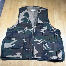Vtg Sports Afield Hunting Vest Mens Size XL Woodland Camo Duck Hunting GameBag