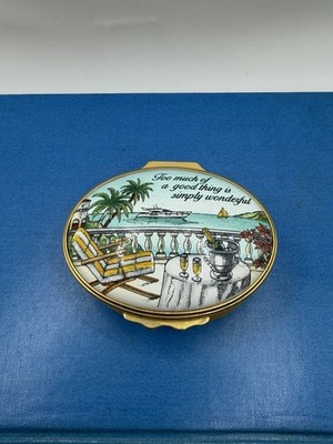 Vintage Halcyon Days Enamels Trinket Box Too Much of A Good Thing Free Shipping