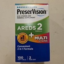 Bausch Lomb PreserVision AREDS 2 Multivitamin Softgels 100 Ct Exp 10/2026