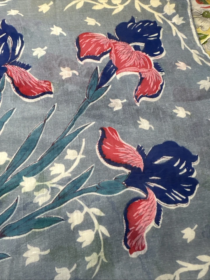 Lot Of 10 Vintage Cotton Handkerchief Hankies Floral Flowers Rolled & Hemmed - Image 3 of 4