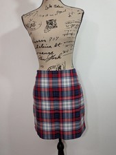 Vineyard Vines Skirt Women 0 Red White Blue Tartan Plaid Wool Office Preppy Zip