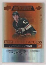 2021 Upper Deck Credentials Debut Ticket Access Orange 30/149 Connor Dewar 16pu