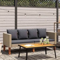 2-Sitzer-Gartensofa Mit Auflagen Poly Rattan Beige