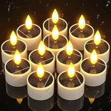 PChero 12pcs Solar LED Tea Lights Outdoor Waterproof Flickering Candles Lantern