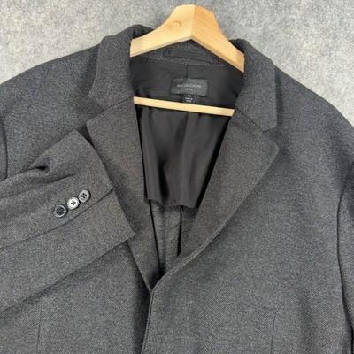 Magaschoni Blazer Mens 46 Regular Gray Herringbone Polyester Jersey Sport Coat