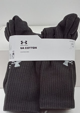 UNDER ARMOUR MENS CREW SOCKS BLACK SIZE LG/L 6 PER PACK SIZE 3