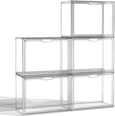 Large Stackable Acrylic Display Cases with Magnetic Lids - 5 Pack