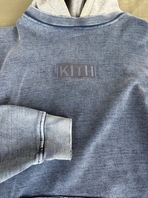 Kith 2 Tone Box Logo Washed Denim 450 GSM Hoodie - Large | eBay
