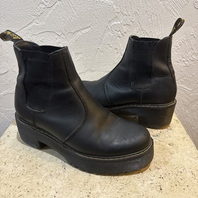 Dr Doc Martens Rometty  Boots Black Leather Platform Chelsea Grunge Women s 8