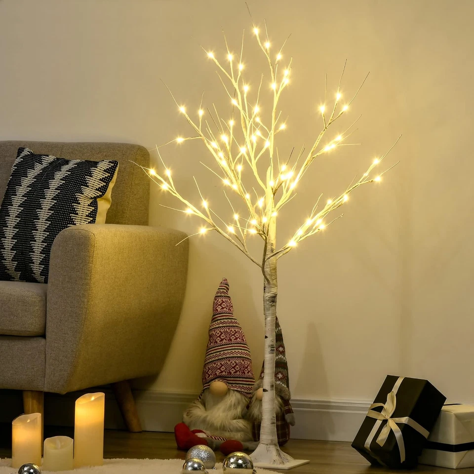 Albero Di Natale Bianco Con Luci LED E 8 Rami per Interni Ed Esterni, Albero Di  - Immagine 2 di 4