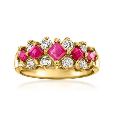 Vint Ruby & Diamond Rng in 14k Gold Size 6.25