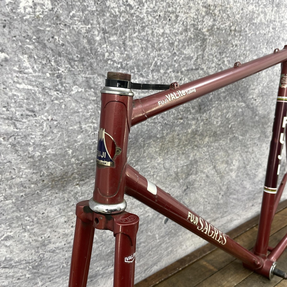 Vintage Fuji Sagres Road Bike Frame Fork 54cm Red VALite 414 Steel