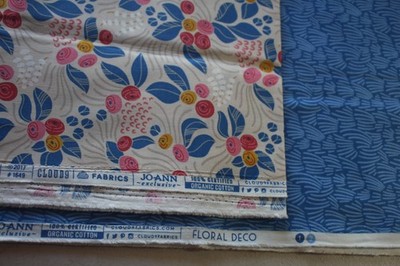 organic cotton Floral Deco prints cloud9 quilt fabric  2 yard lot  from Jo Anns