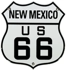 VINTAGE US ROUTE 66 NEW MEXICO PORCELAIN METAL HIGHWAY SIGN GAS SHIELD OIL ROAD