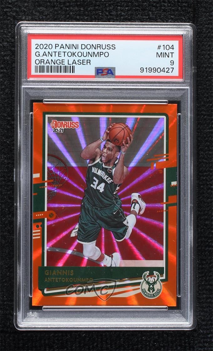 2020-21 Panini Donruss Orange Laser Giannis Antetokounmpo #104 PSA 9 MINT 09gn