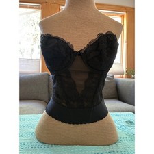 Vintage Frederick's of Hollywood Black Lace Bustier Corset Top 34B Underwire