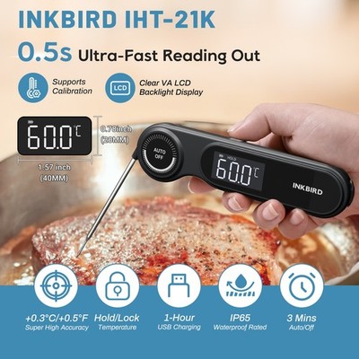 Inkbird Fleisch Thermometer Wiederaufladbares Kochen Digital LCD Anzeige BBQ C/F