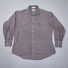 Vintage Levis Shirt Mens XL Plaid Pearl Snap Western Cowboy Two Pocket 90s