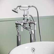 Image of Chrome Freestanding Bath Shower Mixer Tap with Stand Pipes BUN/BeBa_27770/79570