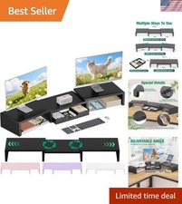 Dual Computer Monitor Stand Riser, Desk Organizer with Drawer, Office Desk Ac...