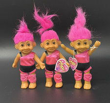 Lot Of 3 Russ Berrie 19902 Tracey Troll "Workout" Dolls Pink Hair  Accessories