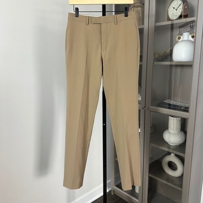 Sandro Formal Beige Slim Leg Trouser Pants 36 NEW Pleated Wool Bottoms 