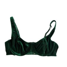 Vintage VICTORIA  S SECRET Green Velvet Unlined Underwire Bra 36B - Holiday 1996