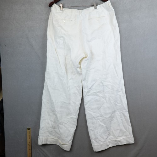 Lauren Ralph Lauren Pants 100% Linen Women Size 14 Ivory Wide Leg Dress Lined - Picture 9 of 11