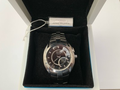 Seiko Arctura Kinetic SRN009.5M54-0AB0 Black Dial SS Silver Watch.