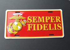 USMC Marine Corps Semper Fidelis Fi Metal License Plate 6 x 12 inches