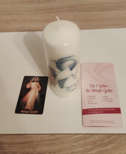 Taufkerze/ Kommunionskerze Taube mit Jesus Christus Karte und Heiliger Geist