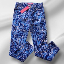 NWT Lilly Pulitzer South Ocean Skinny Crop Coastal Blue Print Pants Jeans Size 0