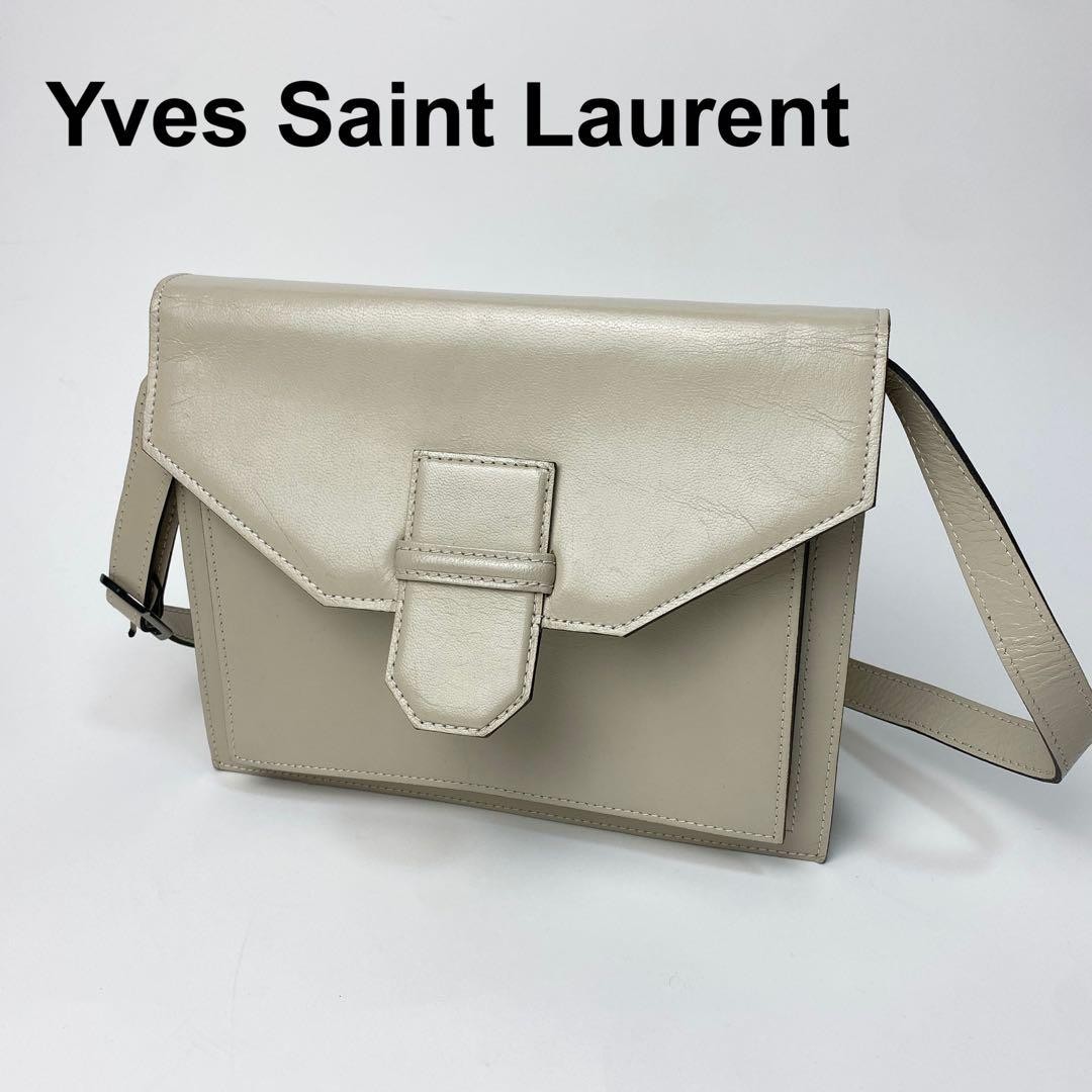 Yves Saint Laurent vintage beige shoulder bag clutch 2way pre-owned