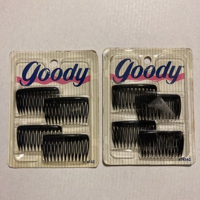 GOODY Black Hair Kant-Slip Tuck Side Combs 4-Pack 1.75  New 1993 USA (2 Sets)103