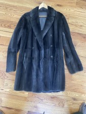 FENDI brown genuine fur double breasted light grey coat 42/M