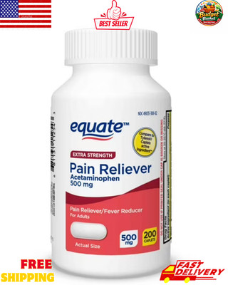 Equate Acetaminophen 500mg Extra Strength Pain Reliever Fever Reducer 200 Caplet