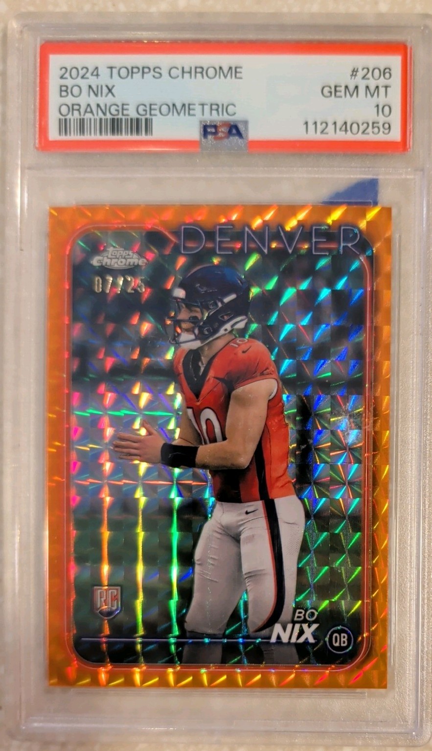 Bo Nix Topps Chrome #206 Orange Geometric