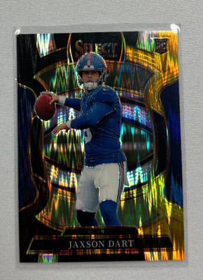2025 Select Jaxson Dart Black Yellow Shock Prizm Concours Giants Rookie 265122