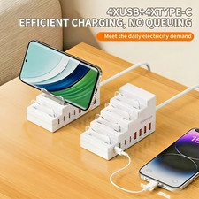 8‑in‑1 66W Fast Charging Station USB & Type‑C PD Charger Hub with Phone Holder
