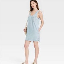 Universal Thread Women's Denim Light Wash Tank Mini Dress with Pockets XLarg