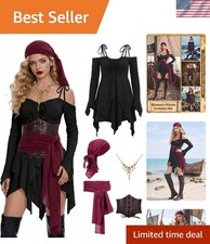 5-Piece Women's Renaissance Dress Set with Corset Accessories for Halloween