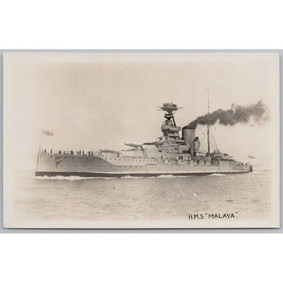 HMS MALAYA Queen Elizabeth Klasse Schlachtschiff RP Postkarte