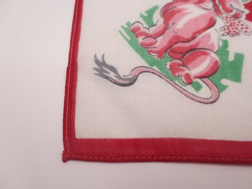 Children's Hanky "Papa Lion Is Roaring Mad" Red Border Vtg Handkerchief 9" x 9" - Picture 6 of 6