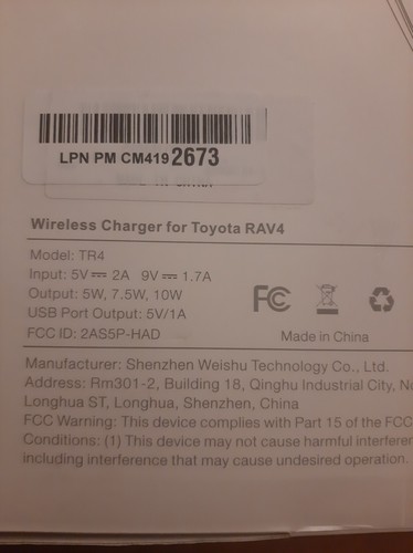 CarQi Wireless Charger for Toyota RAV4 Accessories model TR4 New Open Box Black - Picture 7 of 8