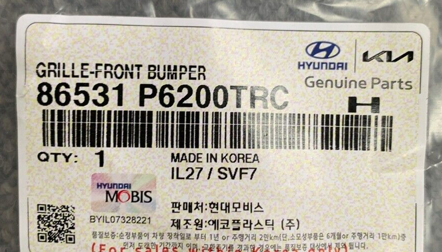 OEM 86531-P6200TRC GRILLE-FRONT BUMPER Black for Hyundai Santa Fe