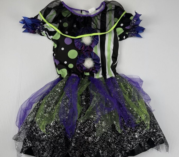 Girls Dress Up Halloween Costume Circles Stripes Tutu Green Purple Girls  Size S | eBay