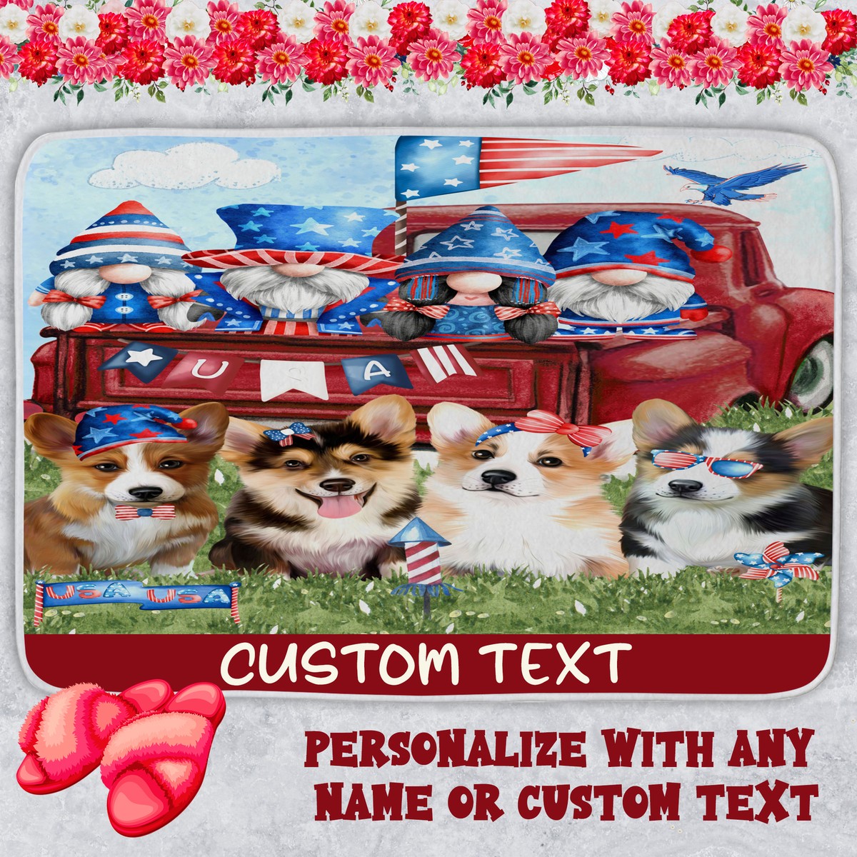 Corgi Dog Bath Mat Anti-Slip Pet Personalized Bathroom Rug Mat Gift NWT