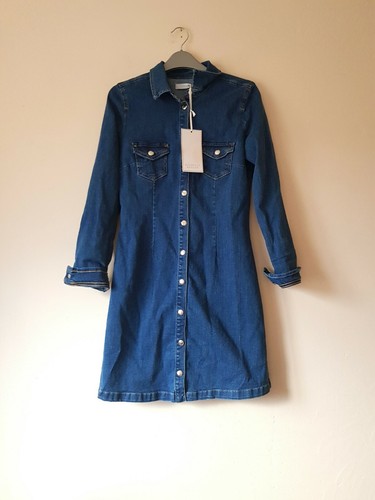 light blue denim long sleeve dress