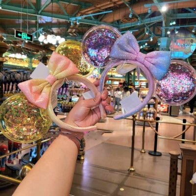 2PCS Disney Parks Rare Minnie Ears Confetti Pink + Yellow  display picture 1