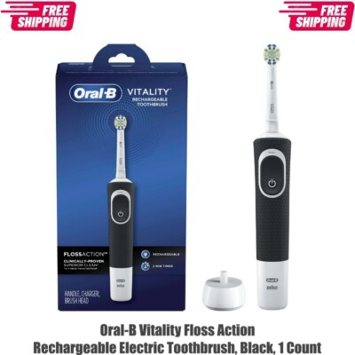 Oral-B Vitality Floss Action Rechargeable Electric Toothbrush, Black, 1 Count